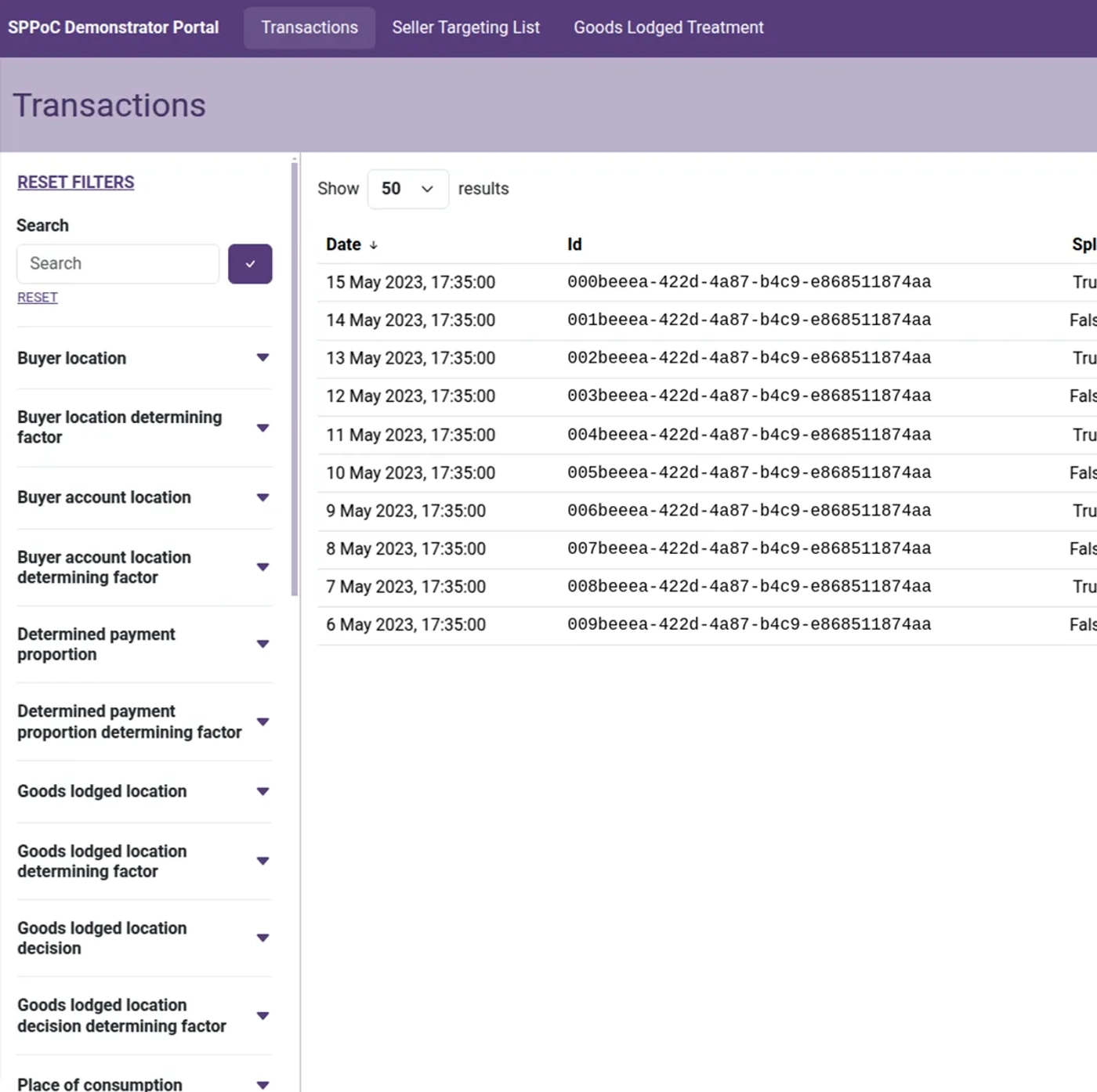 SPPOC partial UI.